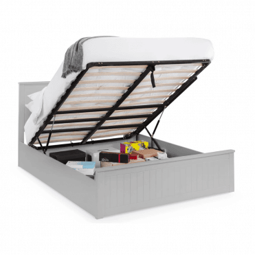 Meribel Light Grey Wooden Ottoman Bed Frame