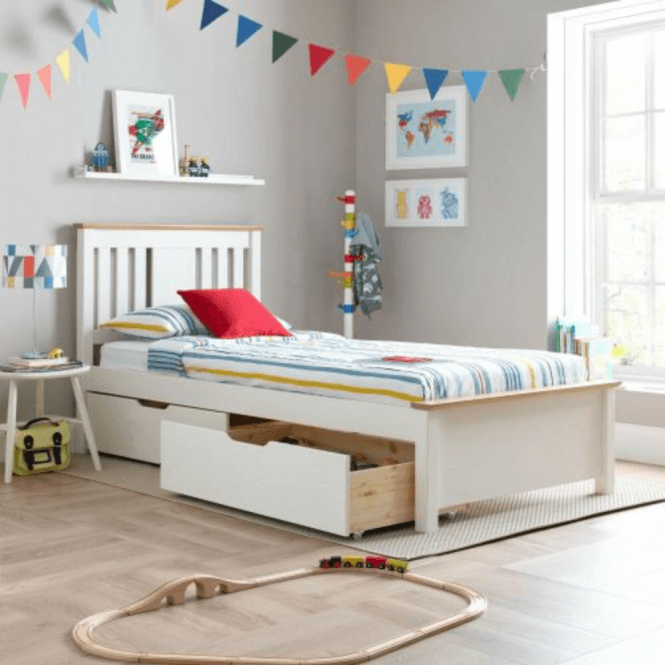 254 Studio Single Raffa Two Tone Shaker Storage Drawers Bed Frame