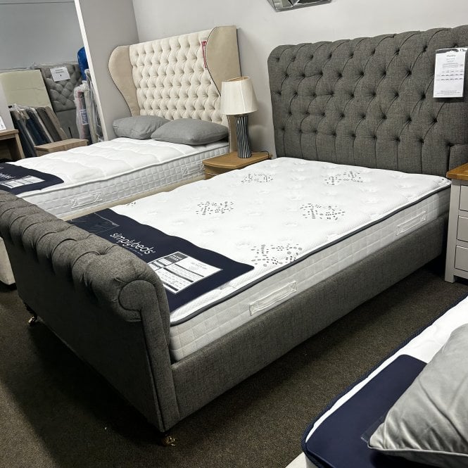 Anthology Double Huxley Upholstered Scroll Button-Back Bed Frame