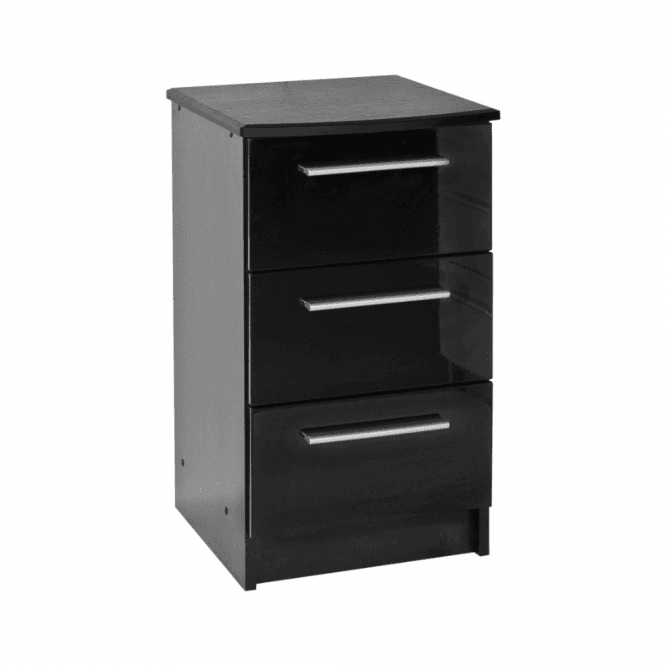 Chester 3 Drawer Bedside Black Cabinet
