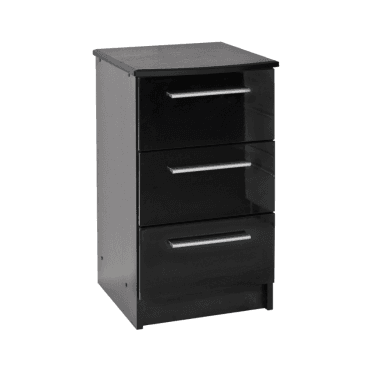 Chester 3 Drawer Bedside Black Cabinet