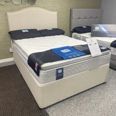 Double Sealy Kingsley Mattress Non Storage Platform Divan Set & Clyde Strutted Headboard 