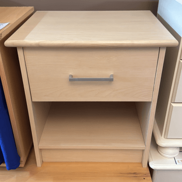 Forte Ex-Display Onyx 1 Drawer Bedside Beech Cabinet