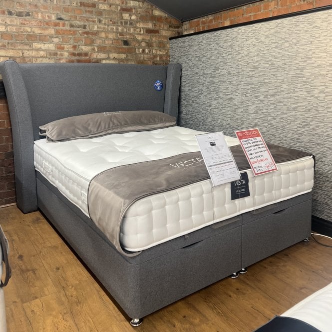 Vesta Kingsize  End Lift Ottoman Base & Rhiannon Winged Headboard (No Mattress)