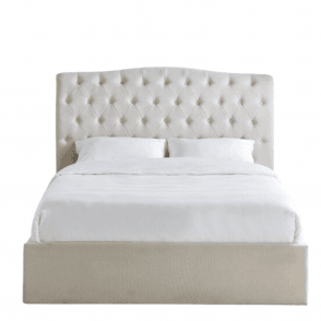 Ailsa Natural Fabric Button Back Ottoman Bed Frame