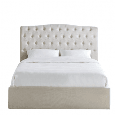 Ailsa Natural Fabric Button Back Ottoman Bed Frame