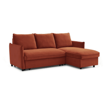 Ernie Velvet Burnt Orange Corner Sofa Bed
