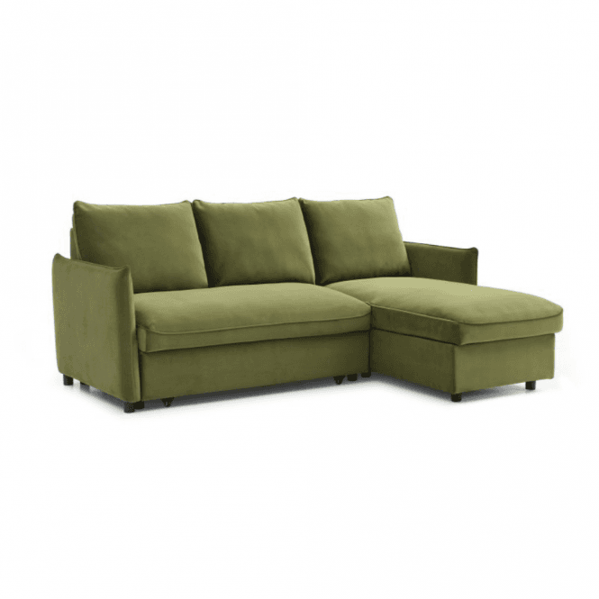 Simply Beds® Ernie Velvet Green Corner Sofa Bed