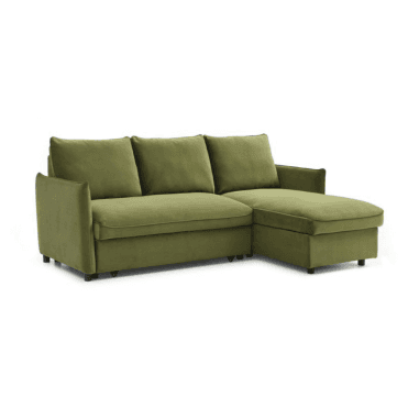 Ernie Velvet Green Corner Sofa Bed