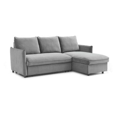 Ernie Velvet Grey Corner Sofa Bed