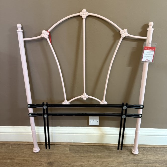Simply Beds® Single Claudia OBC Wrought Iron Pink Satin Headboard